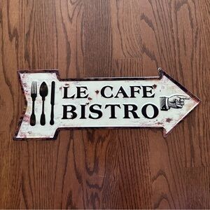 Le Cafe Bistro French metal plaque sign kitchen decor retro rustic cottage